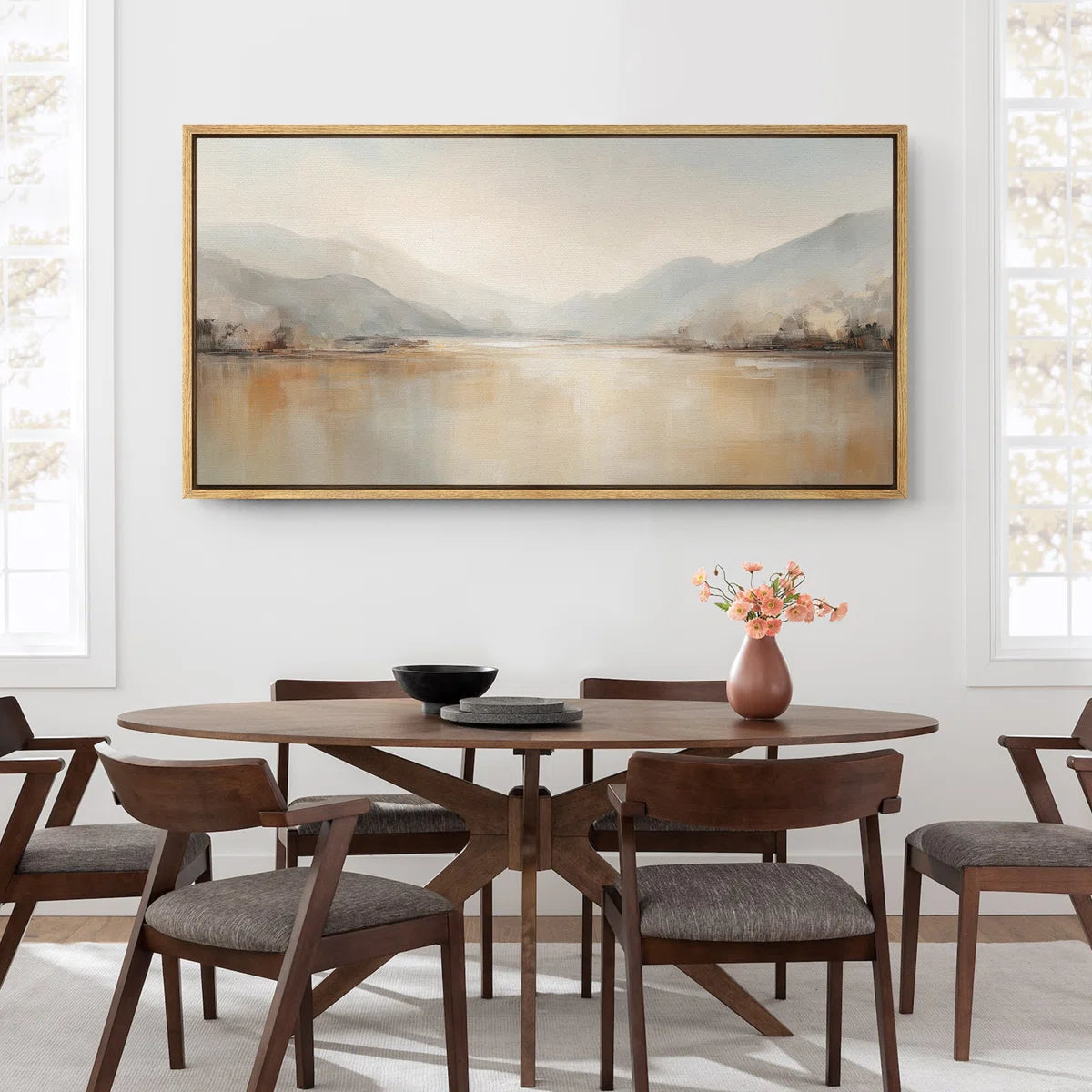 Large Framed Canvas Print Wall Art - Abstract Landscape Print for Modern Home Decor