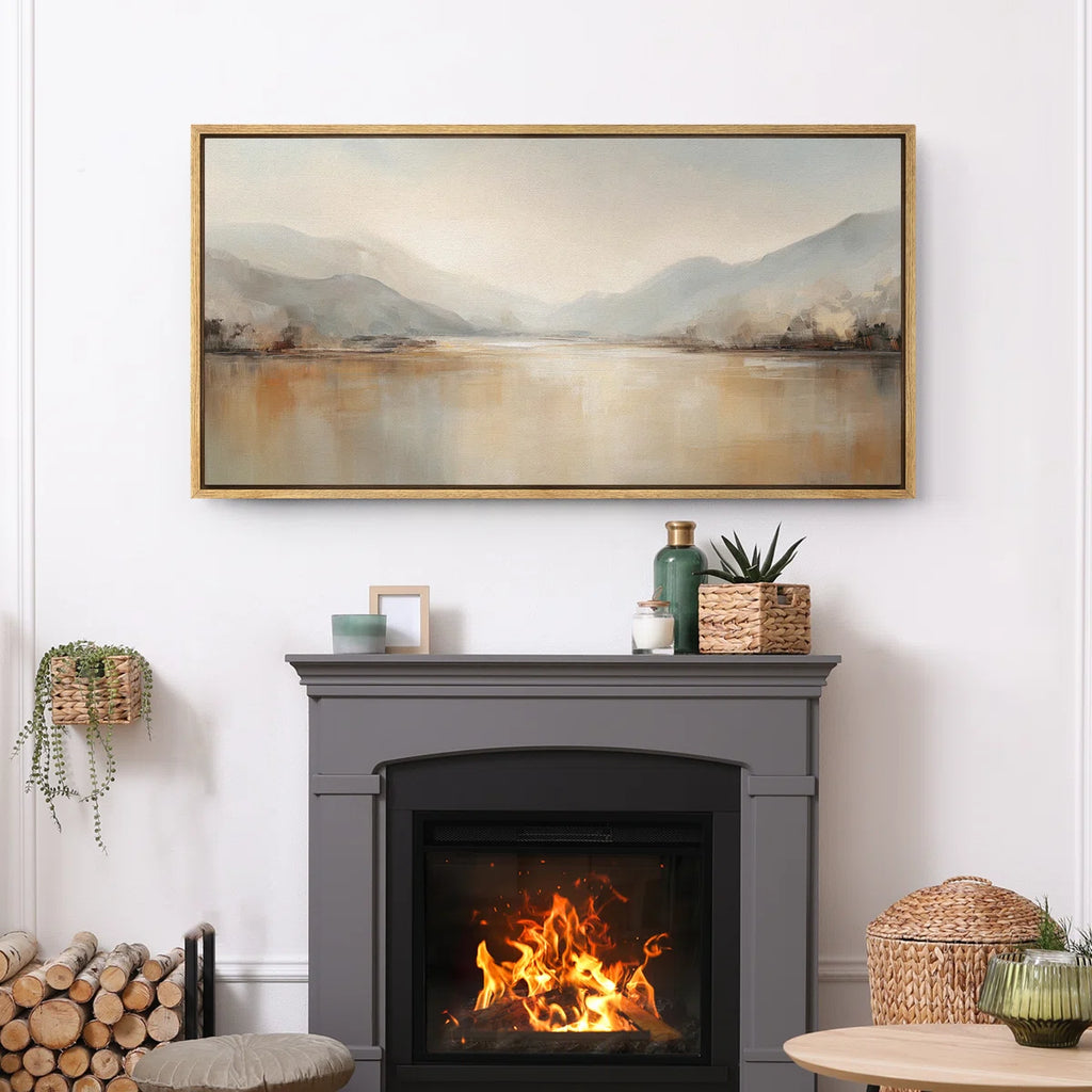 Large Framed Canvas Print Wall Art - Abstract Landscape Print for Modern Home Decor