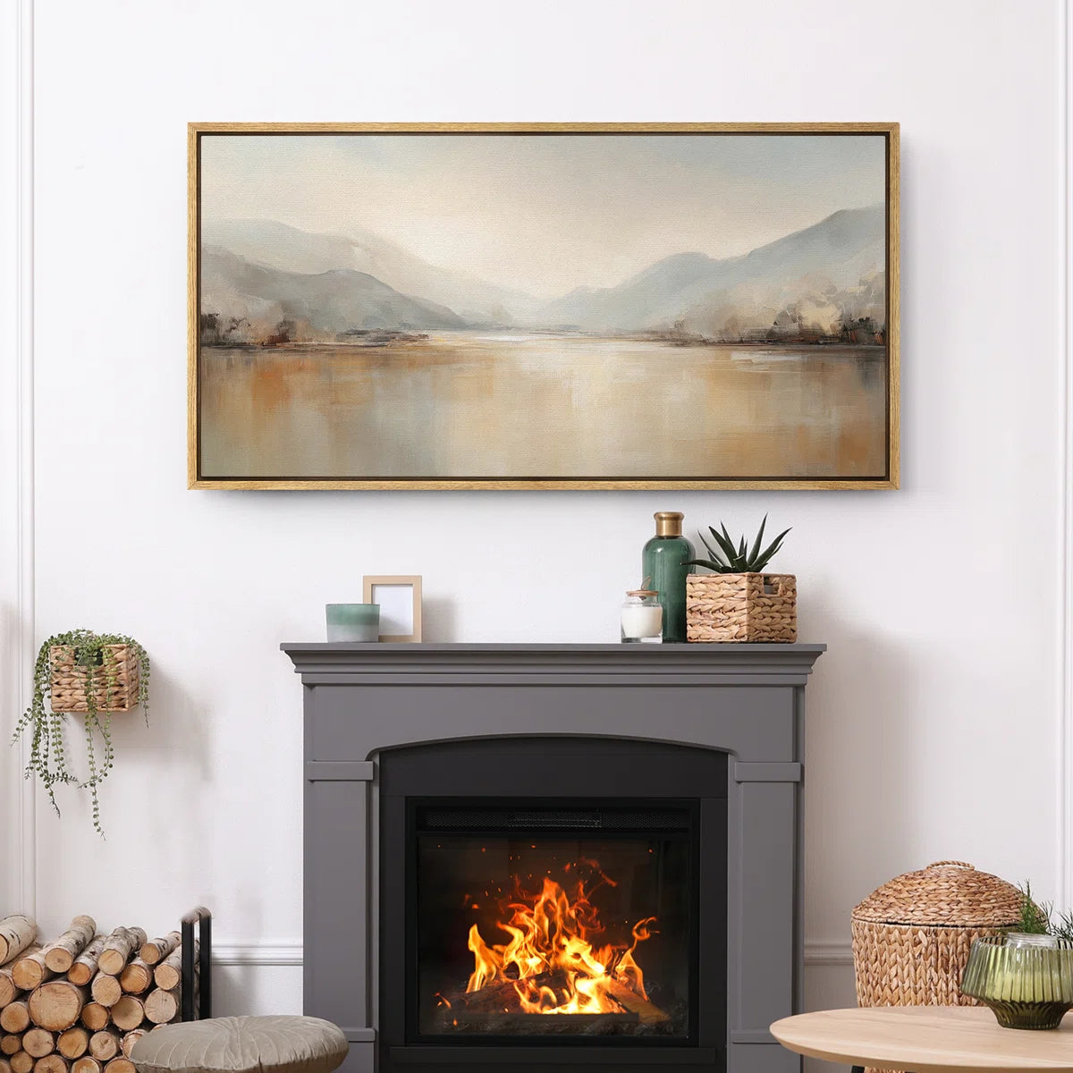 Large Framed Canvas Print Wall Art - Abstract Landscape Print for Modern Home Decor