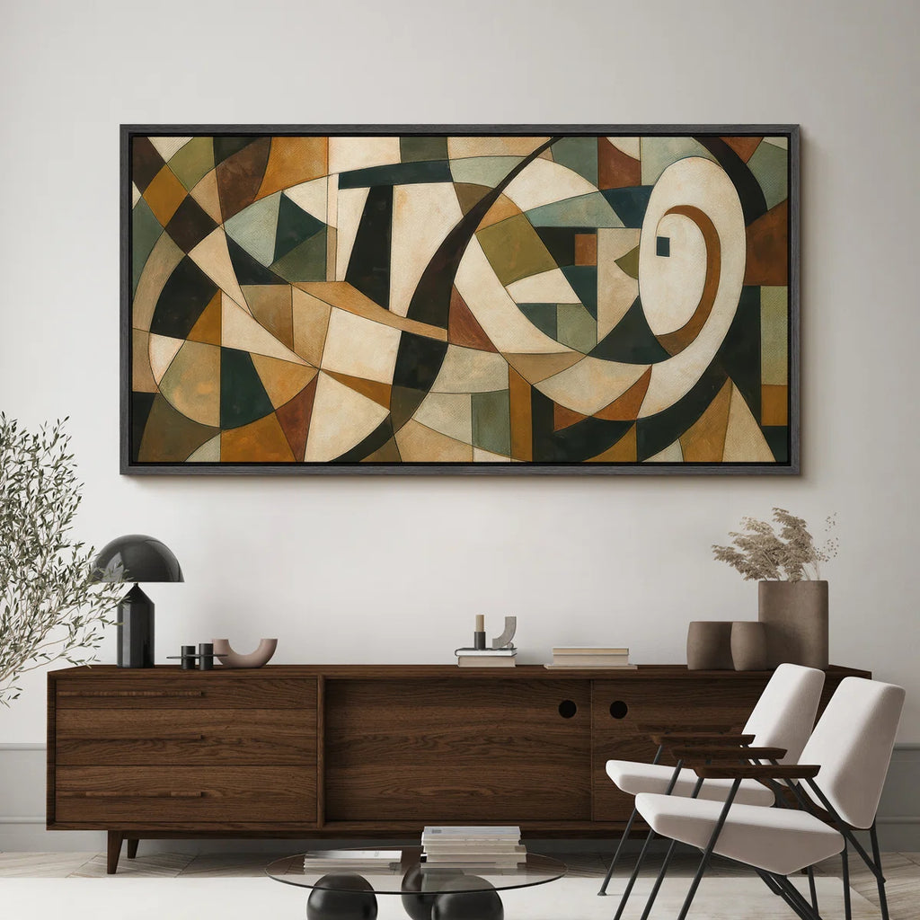 Large Framed Canvas Print Wall Art - Neutral Abstract Print for Modern Home Decor