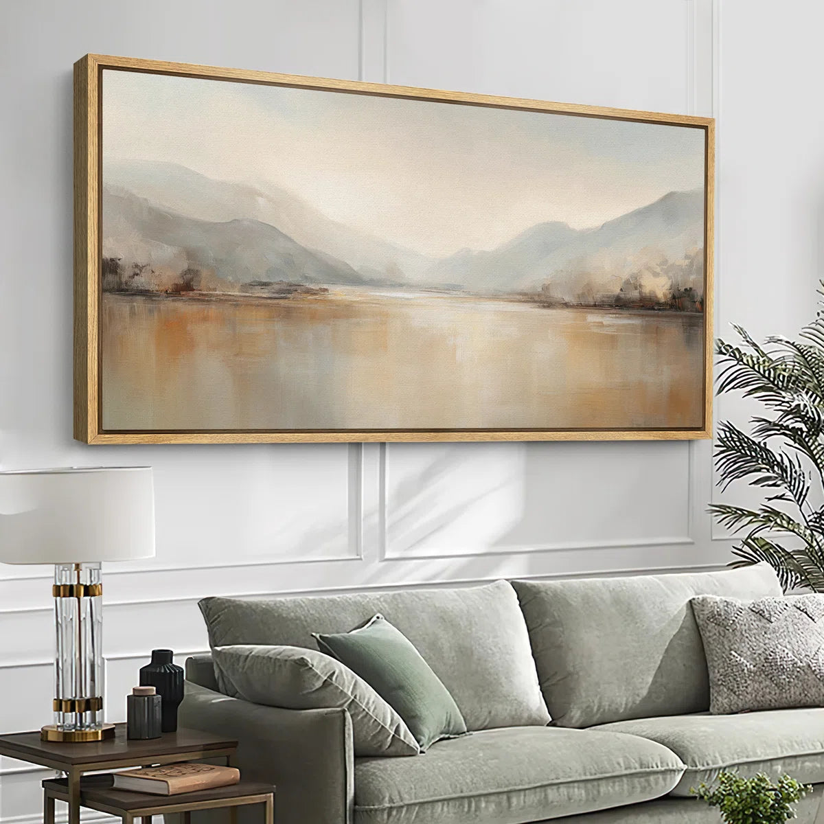 Large Framed Canvas Print Wall Art - Abstract Landscape Print for Modern Home Decor