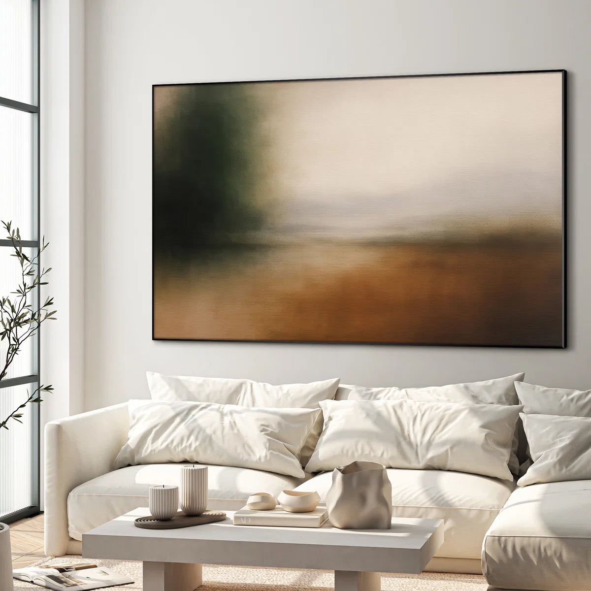 Extra Large Wall Art Fabric Print - Modern Neutral Abstract Landscape for Contemporary Home Artwork Decor